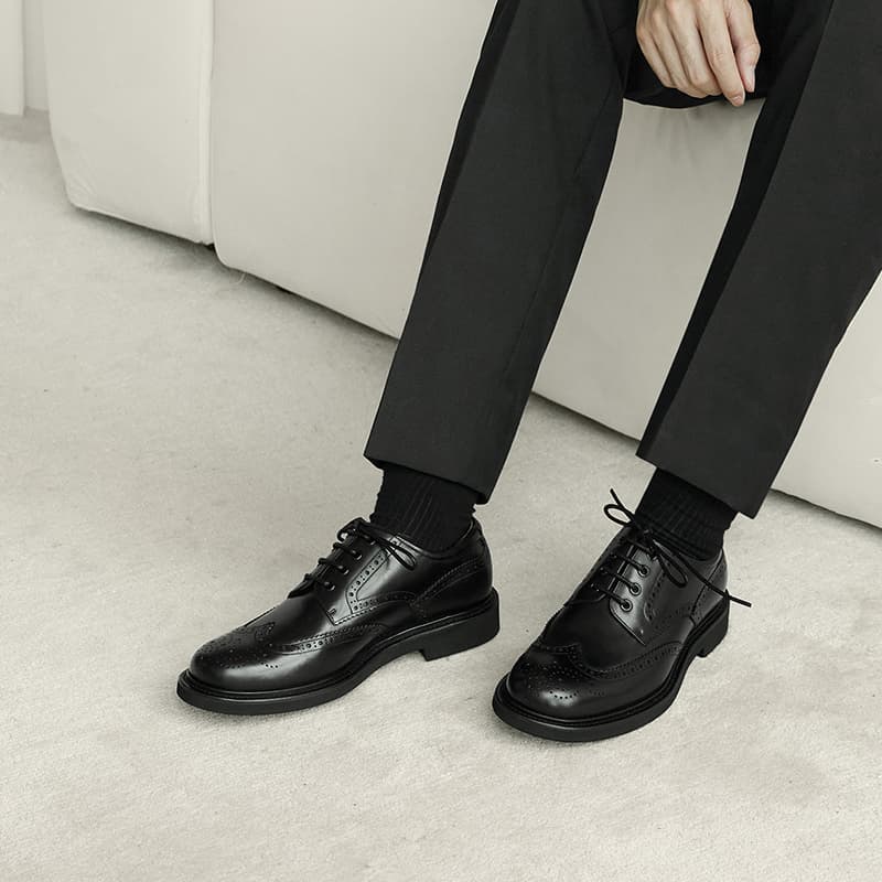 THOM WILLS Британские деловые повседневные туфли дерби из телячьей кожи Классические туфли мужские черные