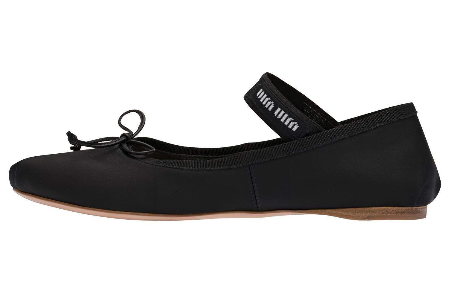 MIU MIU Logo-strap Satin Ballerina Pumps