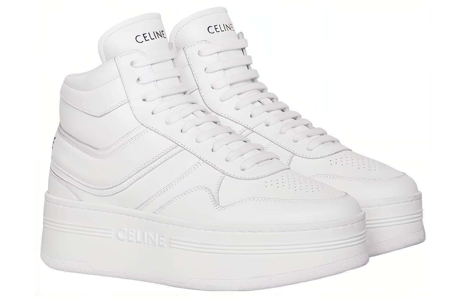 CELINE Block Mid top Стильные женские туфли для скейтбординга, белые
