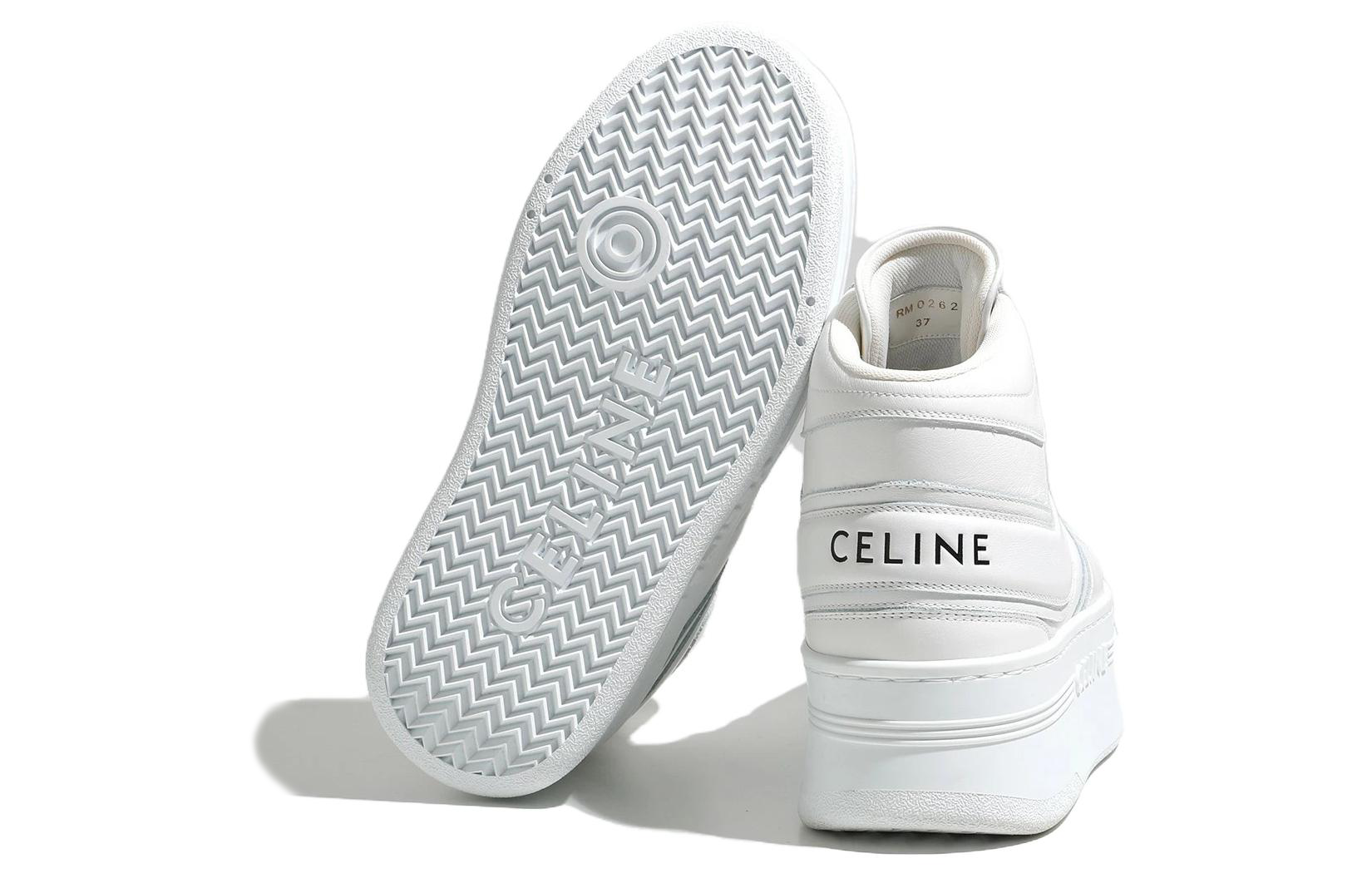 CELINE Block Mid top Стильные женские туфли для скейтбординга, белые