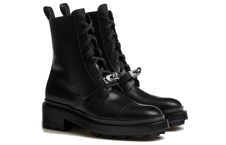 HERMES Модные ботильоны 5см женские черные