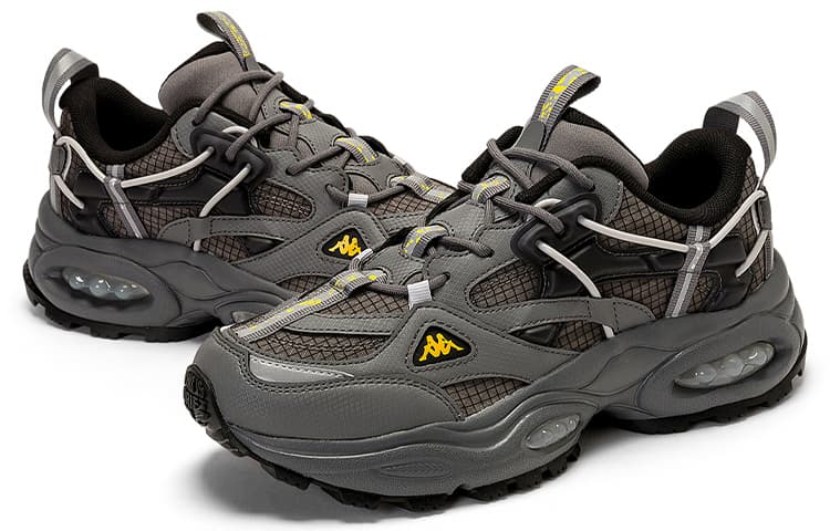 Противоскользящие и износостойкие низкие кроссовки Kappa на массивной подошве унисекс, оттенок серовато-черный