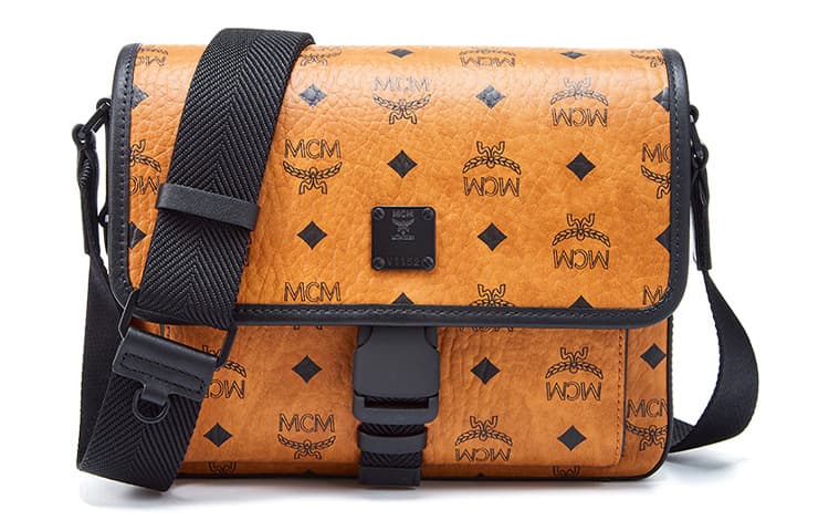 MCM Klassik Visetos Cow Leather Messenger Bag, Shoulder Bag, Crossbody Bag Small Men's Brown Cognac