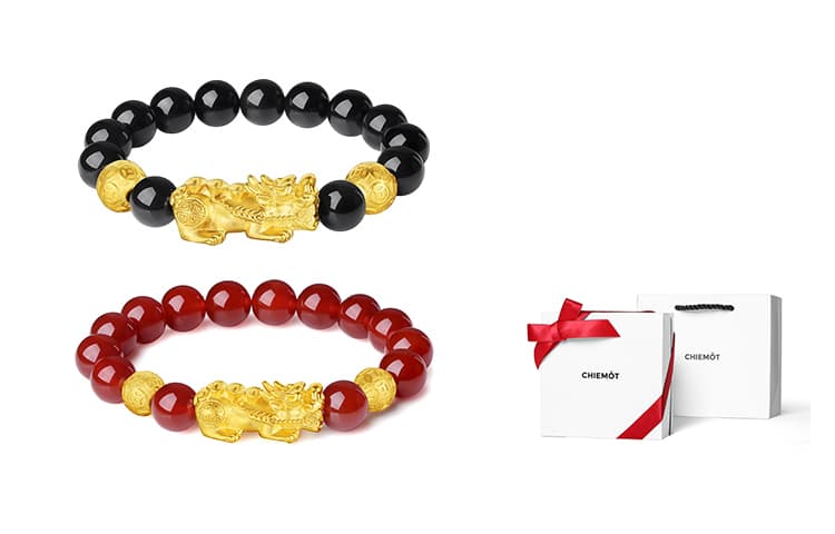 CHIEMOT Обсидиановые браслеты унисекс