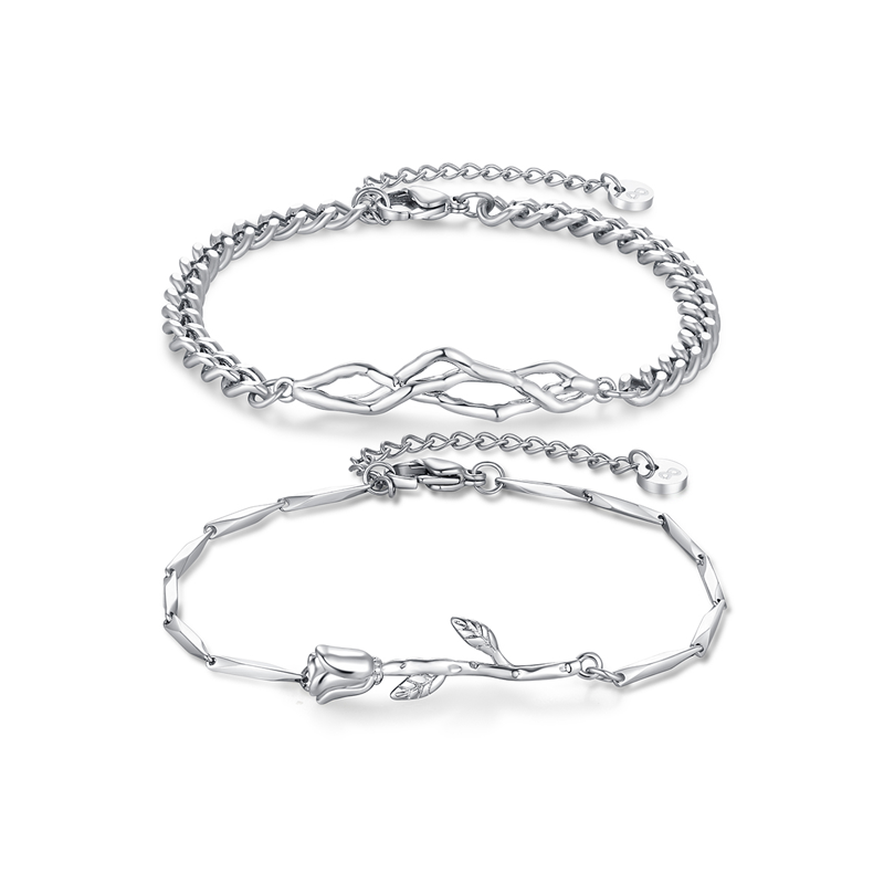 Zeroline S925 Браслеты из серебряной/титановой стали унисекс