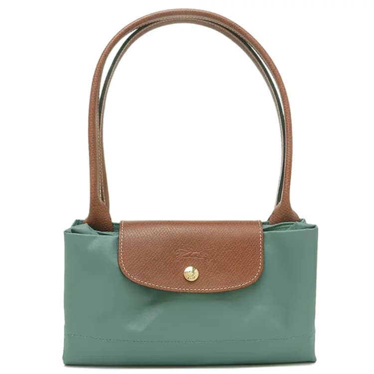 LONGCHAMP Сумка для пельменей из переработанного холста с кожаной отделкой, сумка на плечо Тубы Женская кипарисово-зеленая