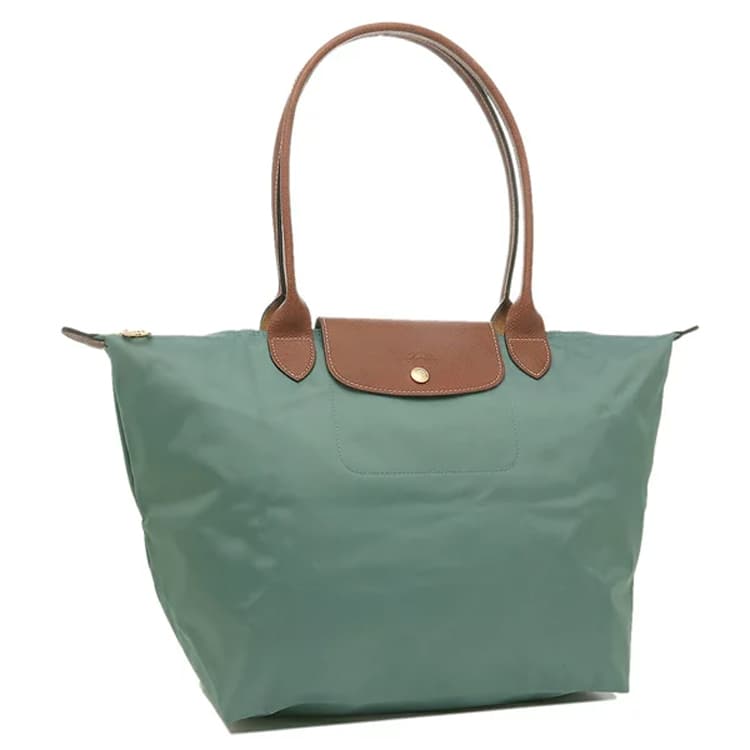 LONGCHAMP Сумка для пельменей из переработанного холста с кожаной отделкой, сумка на плечо Тубы Женская кипарисово-зеленая