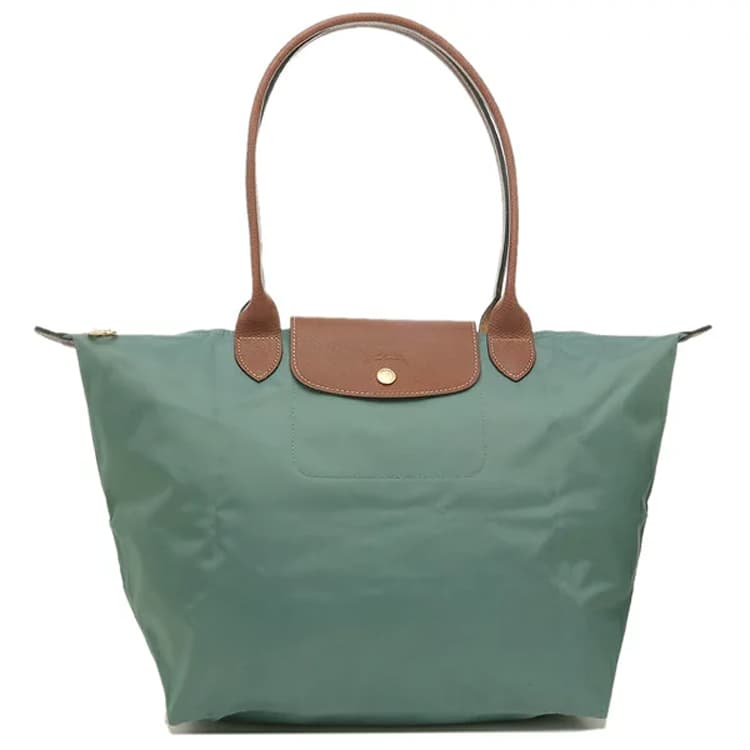 LONGCHAMP Recycled Canvas With Leather Trim Dumpling Bag Handbag, Shoulder Bag Tubas Women's Cypress Green