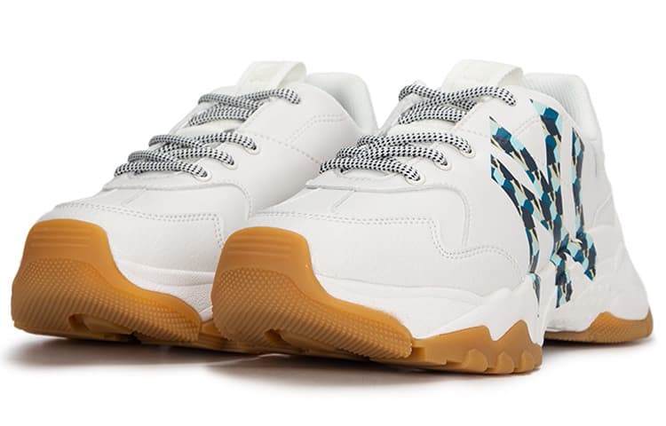 MLB Big Ball Массивные амортизирующие нескользящие износостойкие увеличивающие рост низкие массивные кроссовки унисекс белые