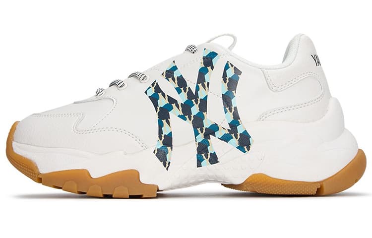 MLB Big Ball Chunky Cushioning Slip Resistant Abrasion Resistant Height Increasing Low top Chunky Sneakers Unisex White