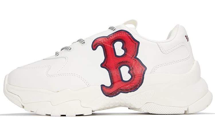 MLB Big Ball Chunky Cushioning Anti-Slip And Wear-Resistant Height Increasing Low-Top Chunky Sneakers Unisex White Red