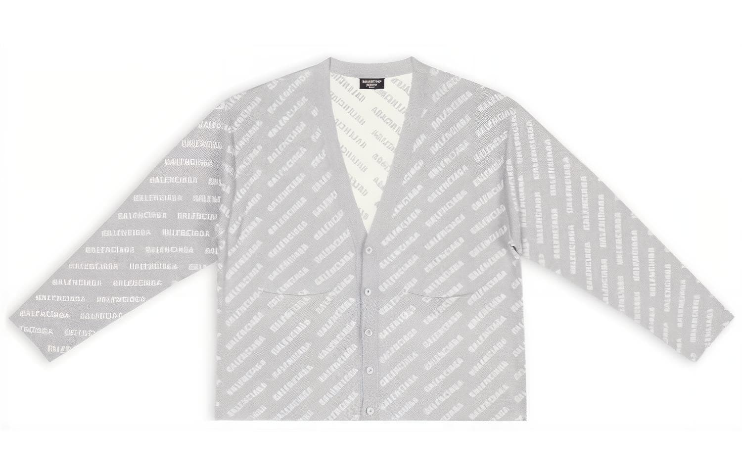 Balenciaga Allover Logo Printed Knit Cardigan