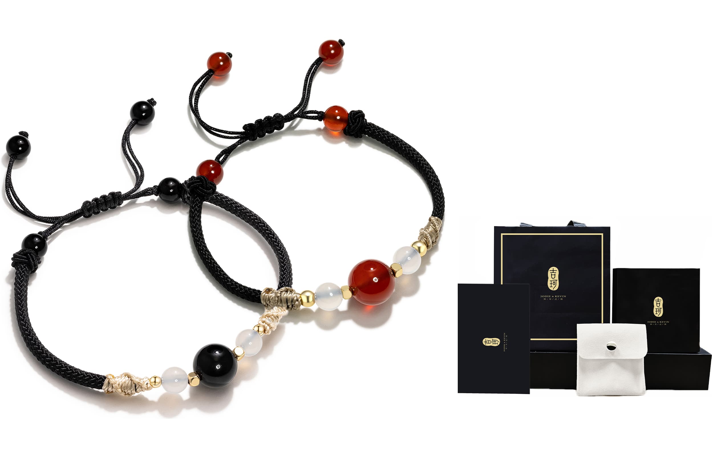 Браслеты Jodie&Kevin с красным агатом унисекс