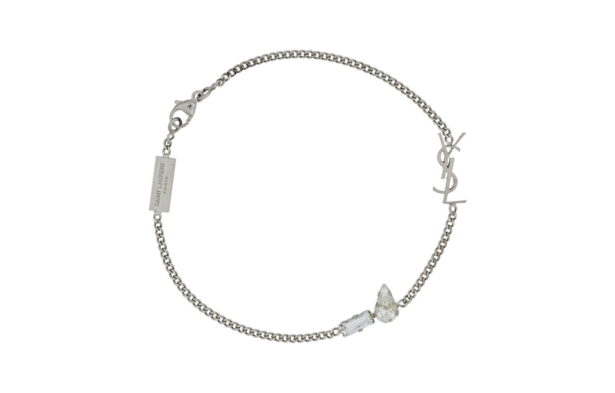 SAINT LAURENT Cassandre Charm Logo Plaque Bracelet