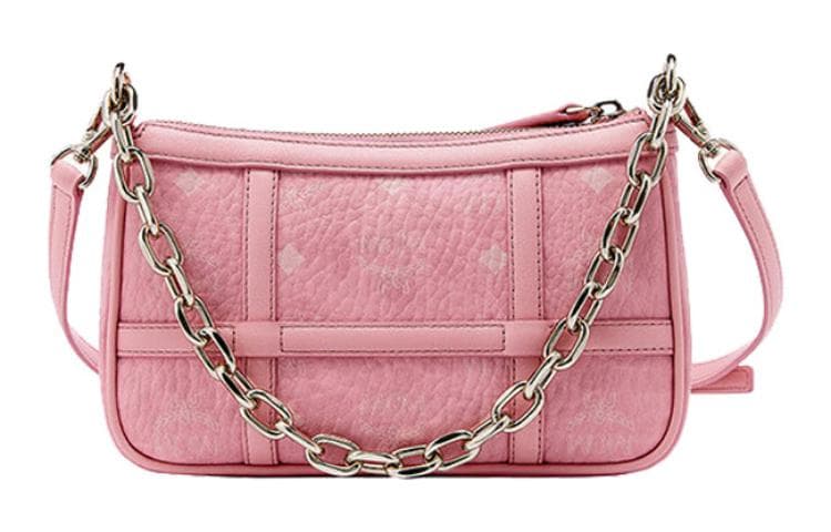 MCM Aren Visetos Nappa Leather Trim Pochette, Shoulder Bag, Handbag, Shoulder Bag Mini Women's Pink