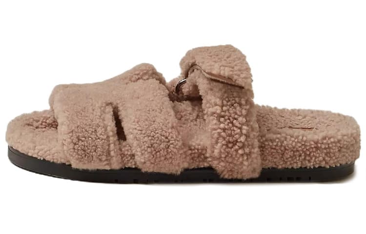 HERMES Chypre Sandal Pink Woolskin Women's