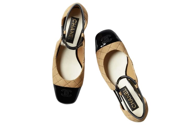CHANEL Туфли Мэри Джейн на массивном каблуке женские бежевые