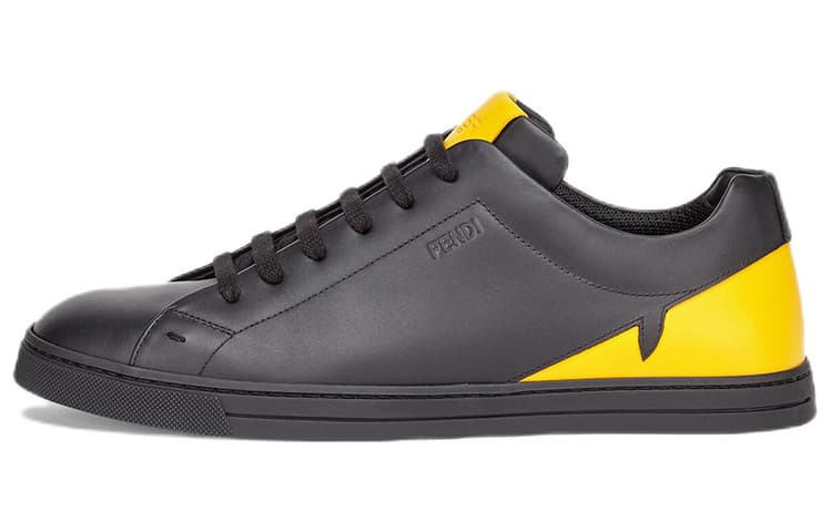 FENDI Red Eye Low top Stylish Skateboarding Shoes Men's Black Yellow