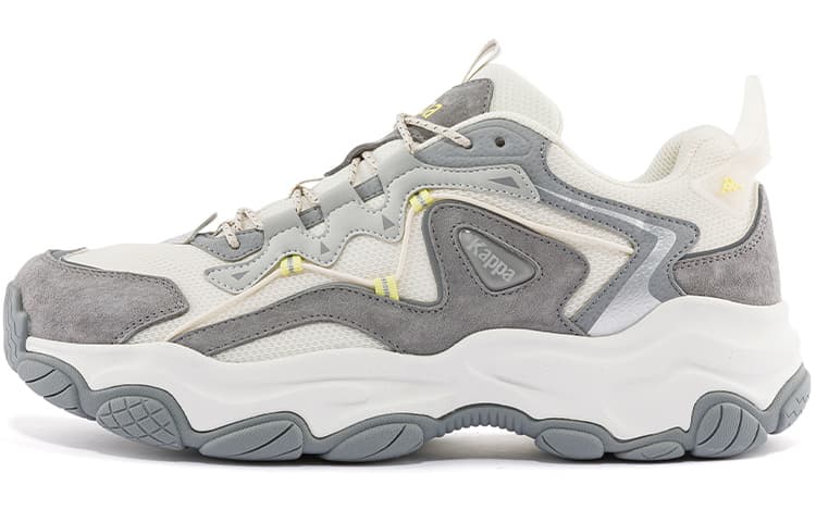 Kappa Cushioning Anti-Slip And Wear-Resistant Low-Top Chunky Sneakers Unisex Gray Beige Yellow