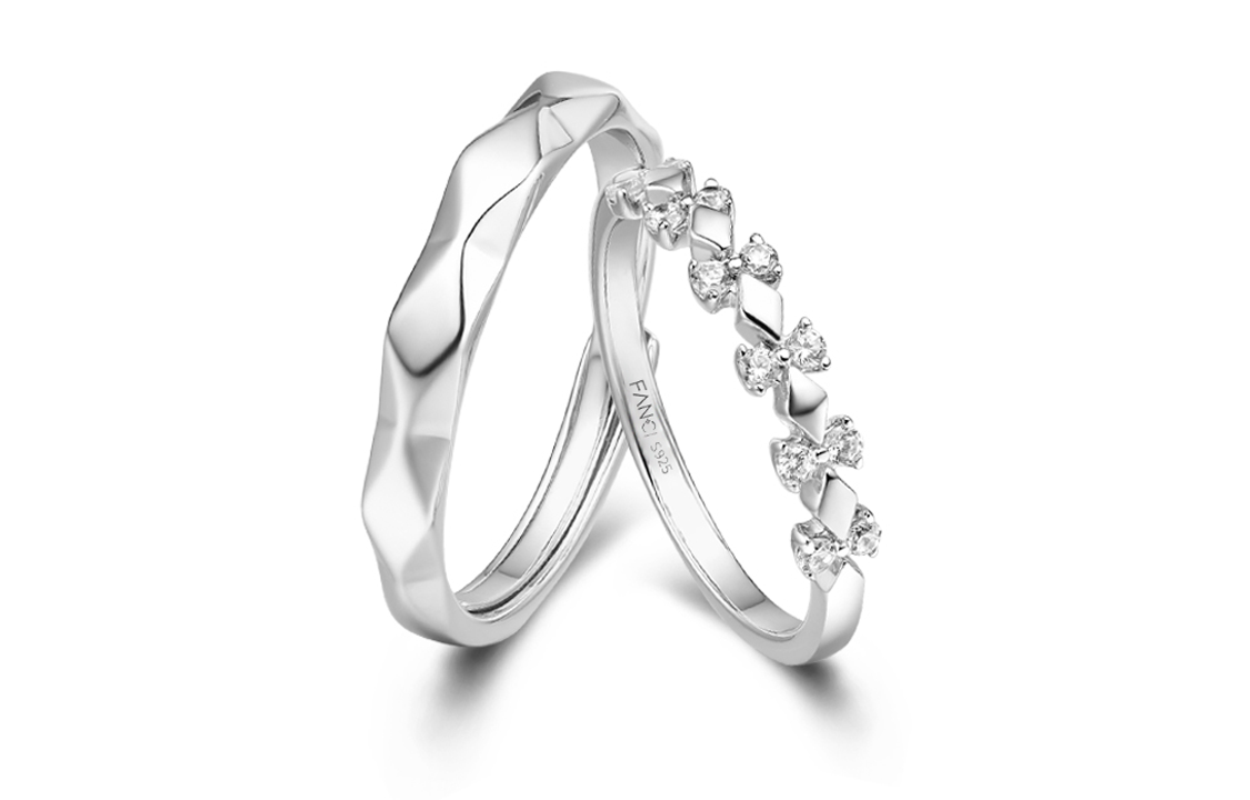 FANCI S925 Серебро с драгоценными камнями Пара колец унисекс