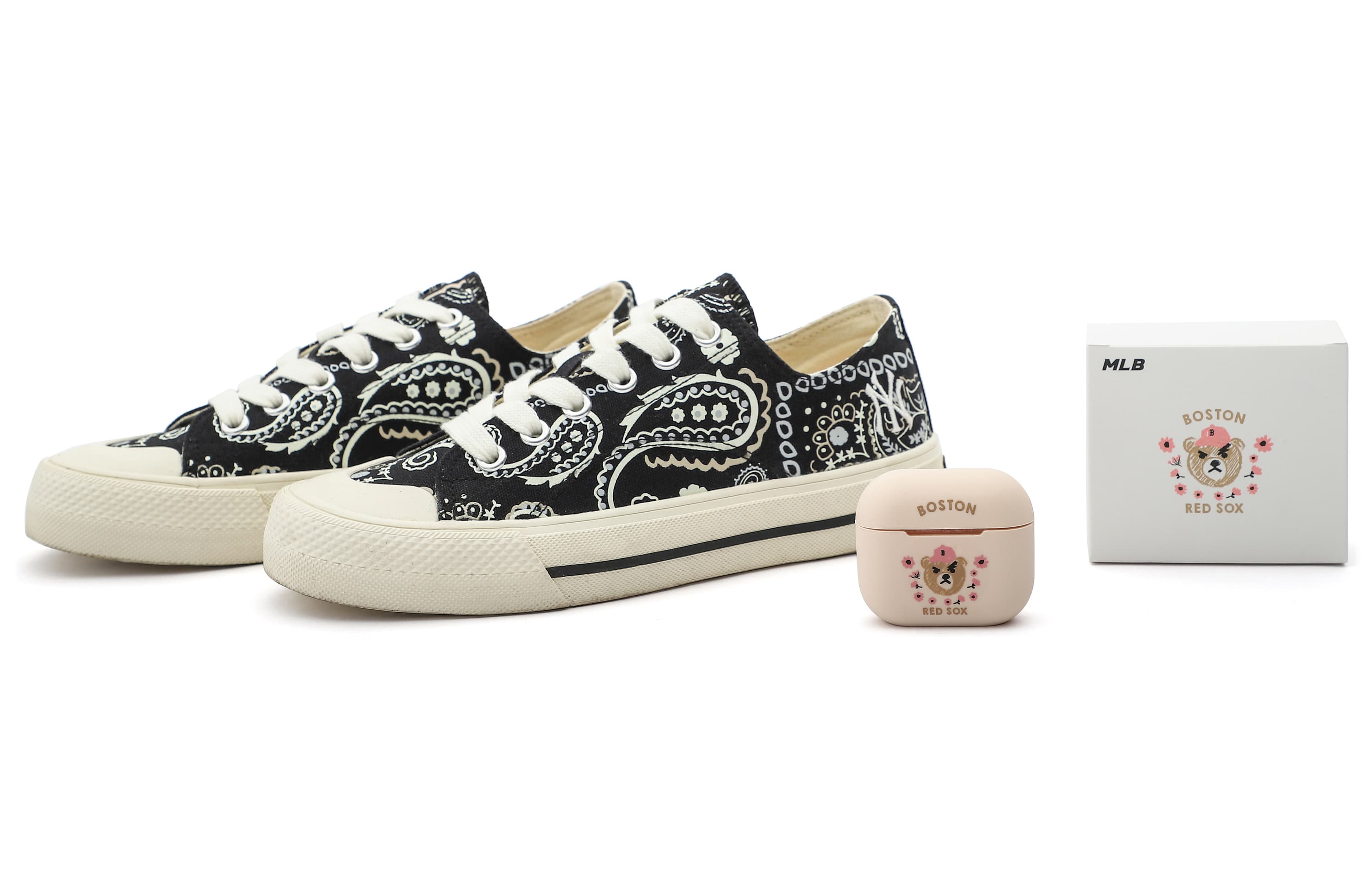 Туфли MLB Playball Canvas, унисекс, низкие, черные/белые