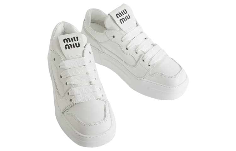 MIU MIU Низкие стильные туфли для скейтбординга женские белые