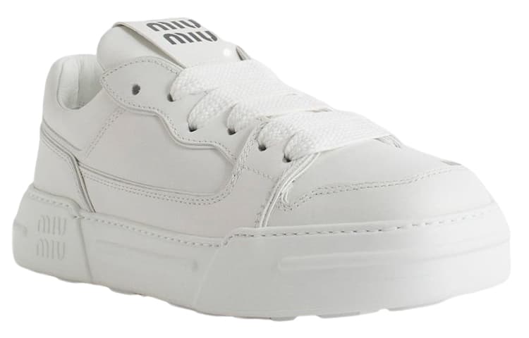 MIU MIU Низкие стильные туфли для скейтбординга женские белые