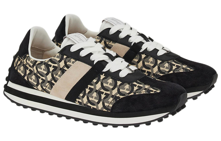 FERRAGAMO Низкие кеды с принтом Gancini