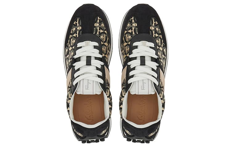 FERRAGAMO Низкие кеды с принтом Gancini