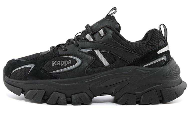 Kappa Cushioning Anti-Slip And Wear-Resistant Low-Top Chunky Sneakers Unisex Black Silver