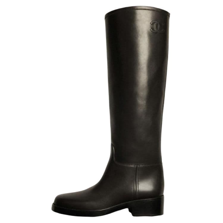 CHANEL Knee high Boots Women's Black