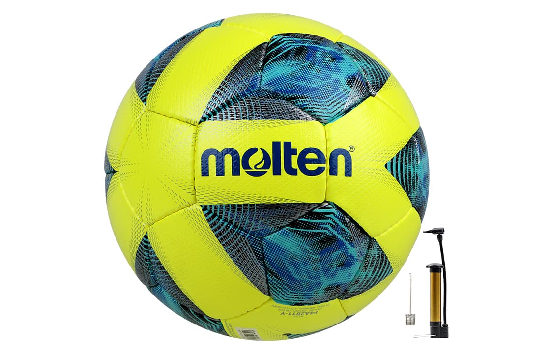 Molten 4 Size 5 Basketball PU Hand Stitched Soccer Ball Unisex Fluorescent Green Blue