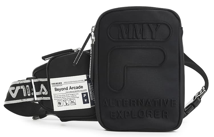 FILA Fabric Handbag, Shoulder Bag, Crossbody Bag, Sling Bag Small Men's Jet Black