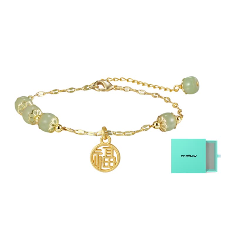CAROMAY Браслеты Женские из зеленого нефрита