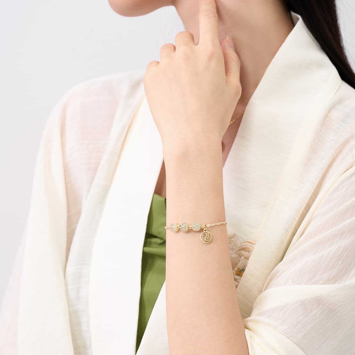 CAROMAY Браслеты Женские из зеленого нефрита