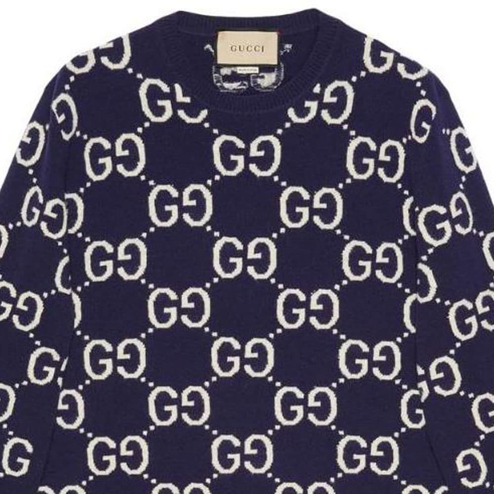 GUCCI Свитер с круглым вырезом GG GG Темно-синий