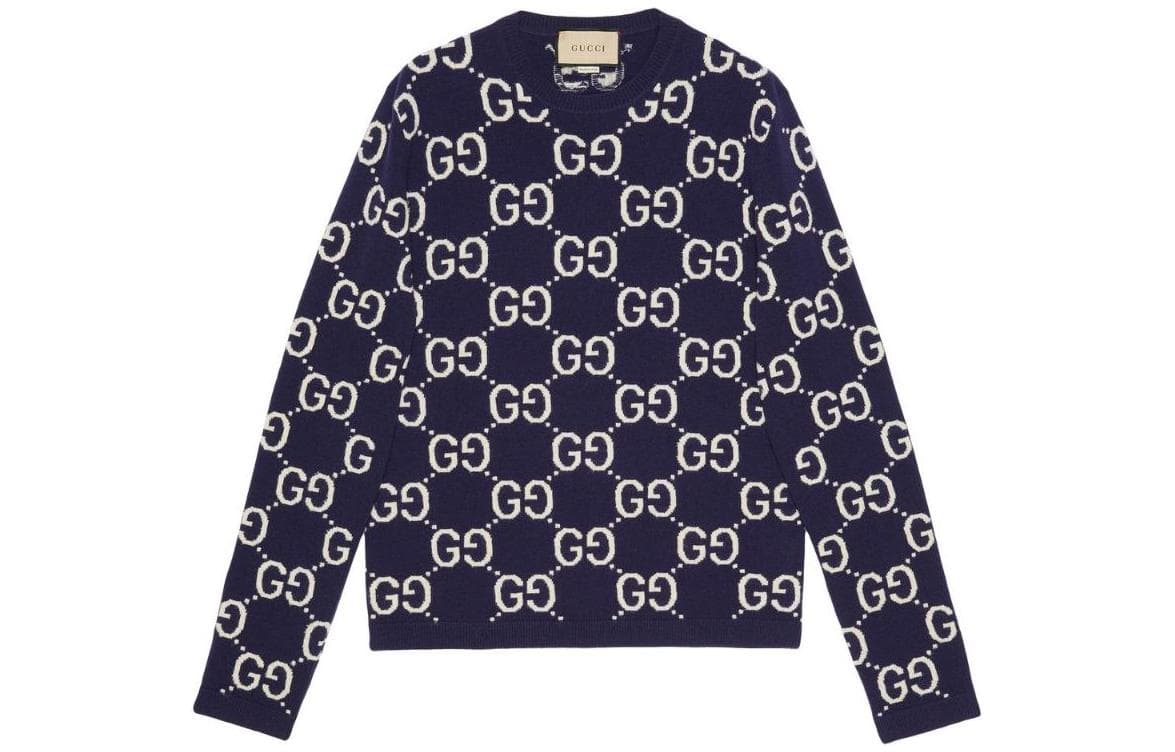 GUCCI GG All Over Crewneck Sweater Navy