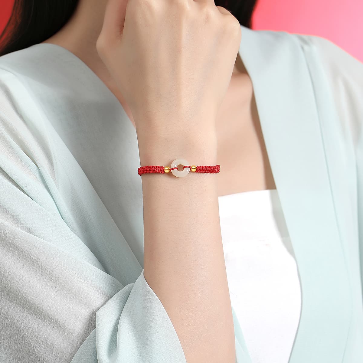 CAROMAY Браслеты Бледно-зеленовато-белый нефрит унисекс