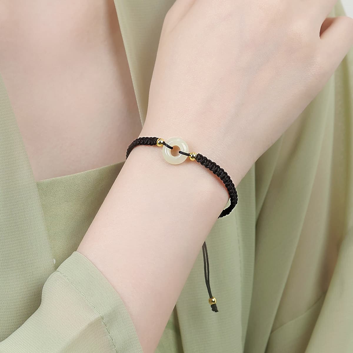 CAROMAY Браслеты Бледно-зеленовато-белый нефрит унисекс