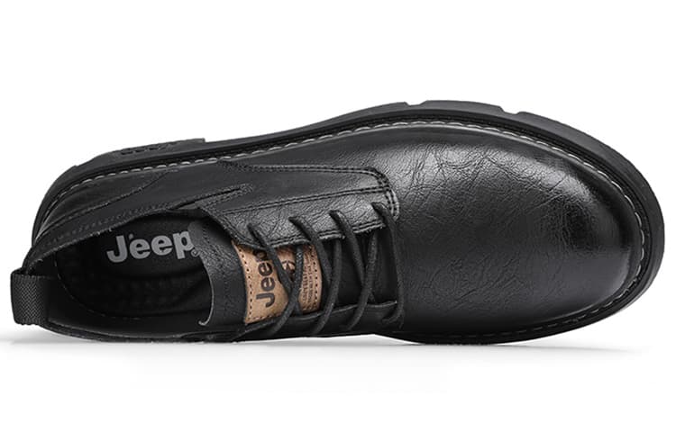 Jeep Повседневная кожаная обувь Мужские низкие кеды Черные