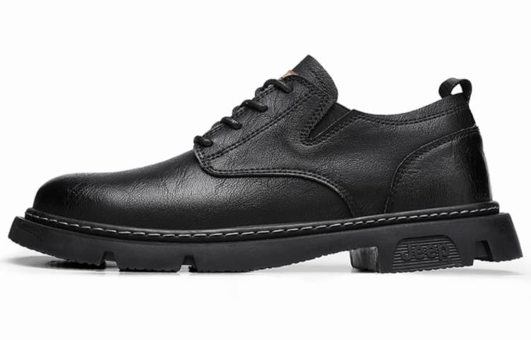 Jeep Casual Leather Shoes Men's Low top Black