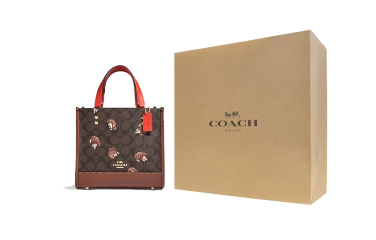 Женская большая сумка COACH из коровьей кожи, сумка для покупок, сумка через плечо, сумка через плечо, сумочка с монограммой коричневого цвета