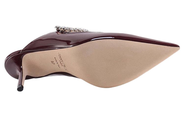 Мюли Jimmy Choo Bing на каблуке 65 мм бордового цвета из лакированной кожи