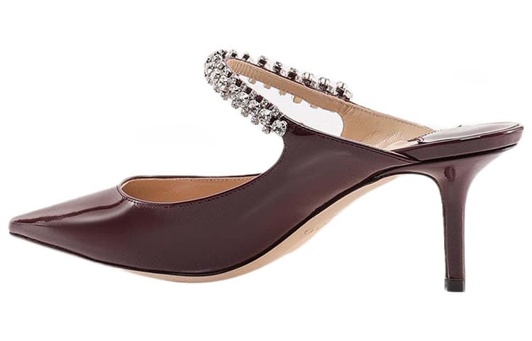 Мюли Jimmy Choo Bing на каблуке 65 мм бордового цвета из лакированной кожи