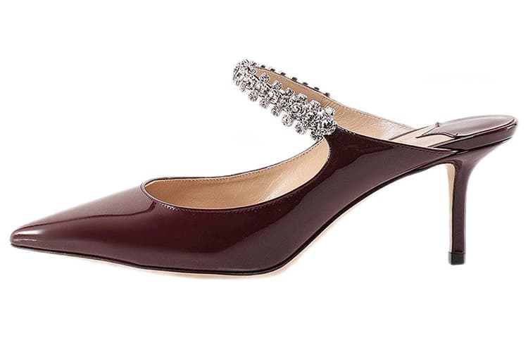 Jimmy Choo Bing 65mm Heeled Mule Burgundy Patent Leather