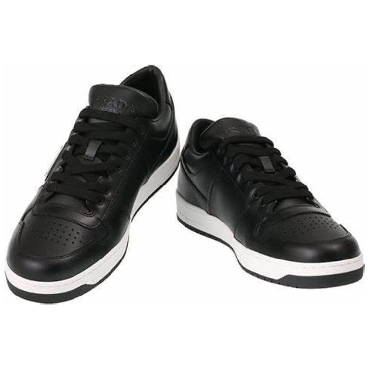 PRADA Downtown Низкие кроссовки кожаные черные черные белые