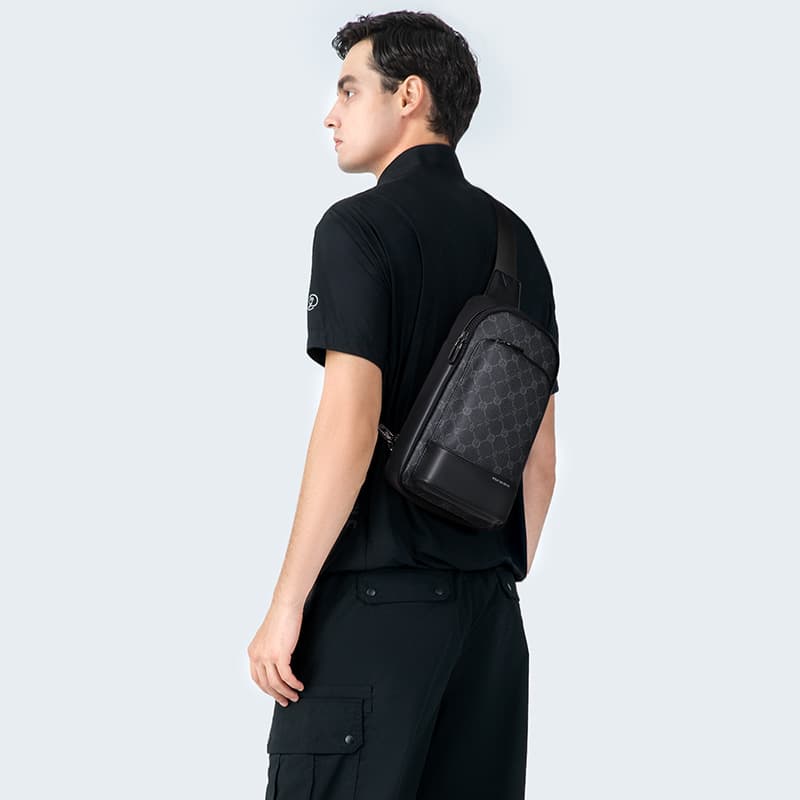 Мужская сумка через плечо GOLF из ПВХ, папина сумка через плечо, поясная сумка, слинг-сумка среднего размера, черная
