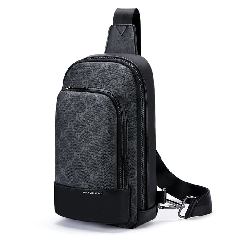 GOLF PVC Crossbody Bag, Dad's Shoulder Bag, Fanny Pack, Sling Bag Medium Men's Black