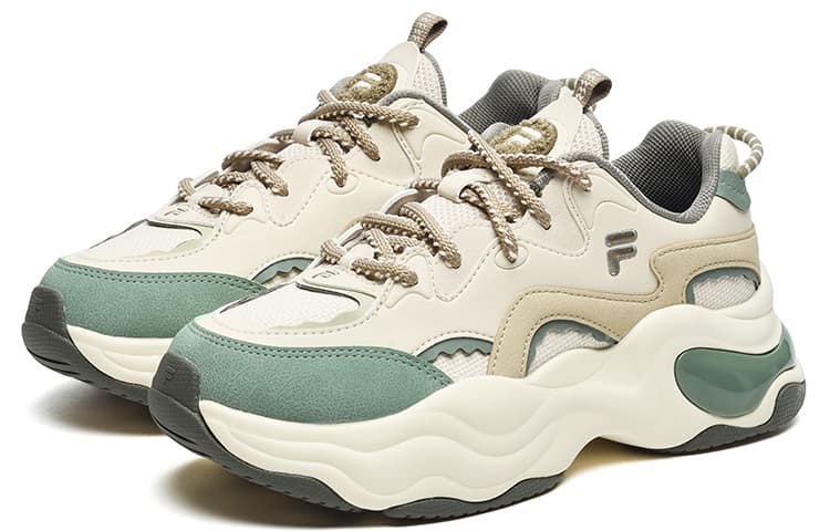 Кроссовки FILA FUSION Bubble, кремово-белые, зеленые, женские