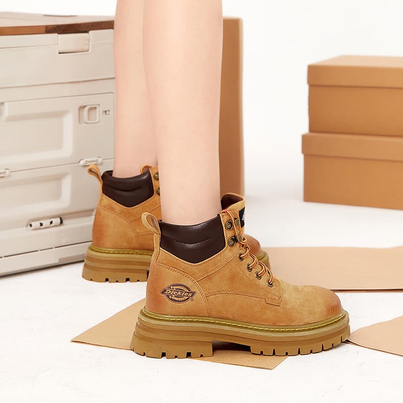 Минималистичные универсальные короткие ботинки на платформе Dickies, женские земляные желтые ботинки